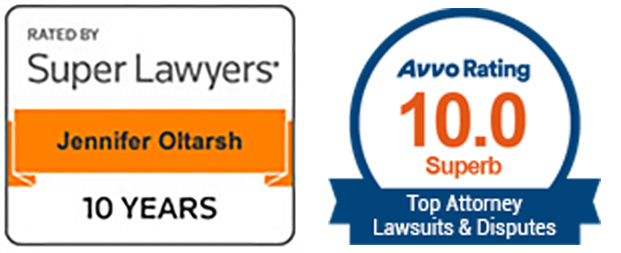 Jennifer Oltarsh - Super Lawyers for 10 Years and 10.0 Avvo Rating